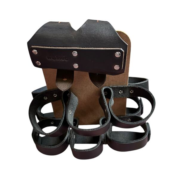 WALNUT Leather Studio Black Leather 6 Pack Beer Bicycle Carrier Masonite - Picture 3 of 9